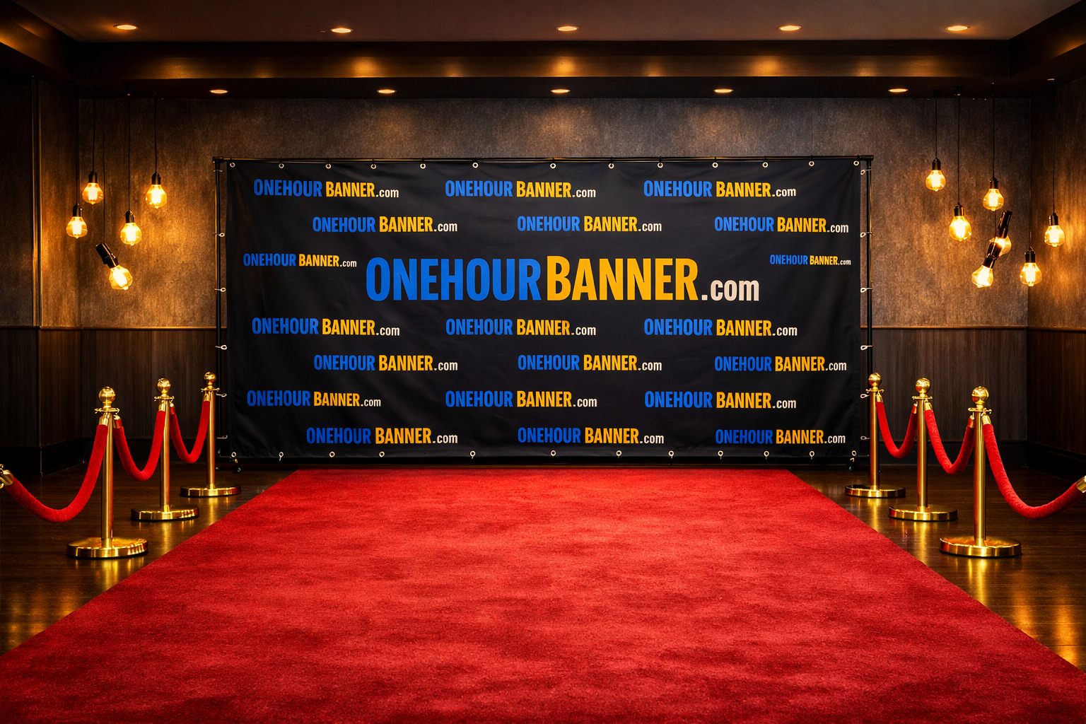 OneHourBanner backdrop — red carpet event