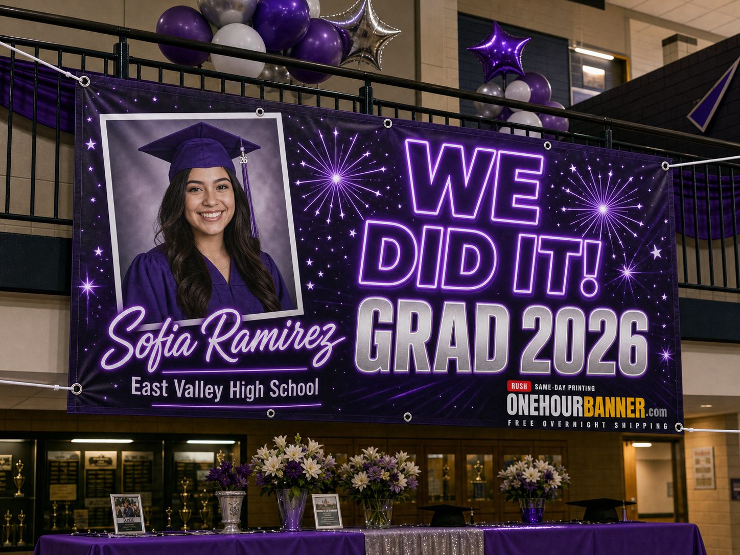 Personalized graduation banner — full color rush printing by OneHourBanner