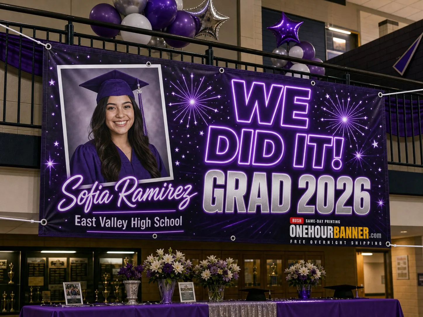 Personalized graduation banner — full color rush printing by OneHourBanner