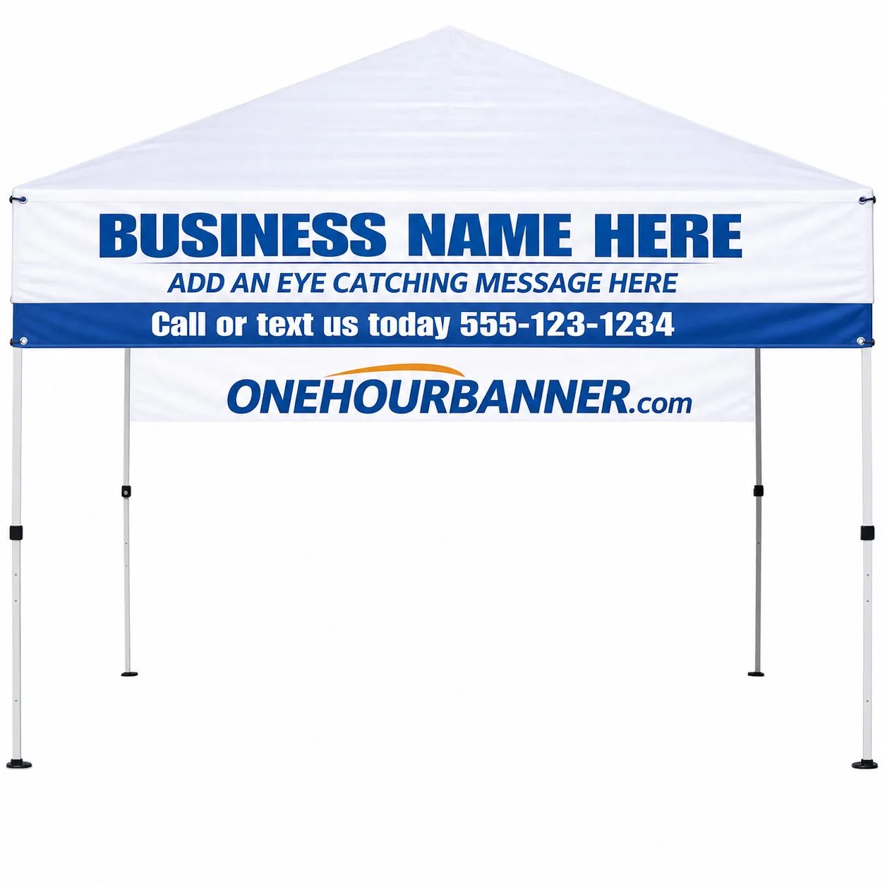 Custom tent valance and back wall banner printed by OneHourBanner