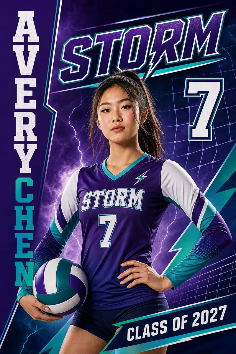 Volleyball player banner for senior night