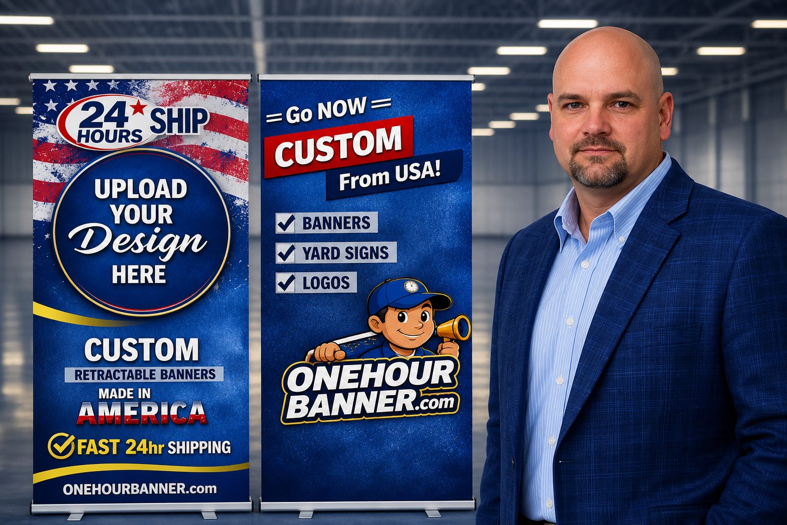 Retractable pull-up banner stands with custom printing from OneHourBanner